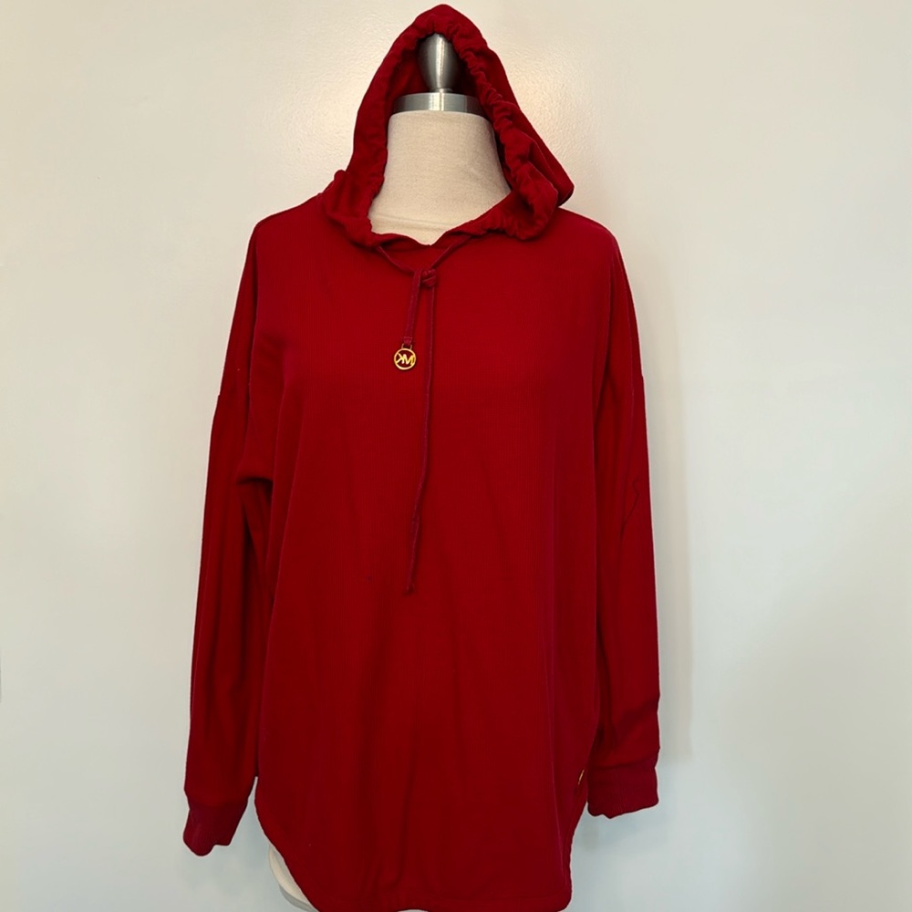 Red Michael Kors hooded pull over size medium